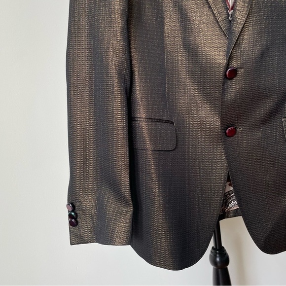 ETRO Cotton Blend Metallic Bronze Textured Two Button Blazer Jacket EUC IT 50 - Picture 7 of 14